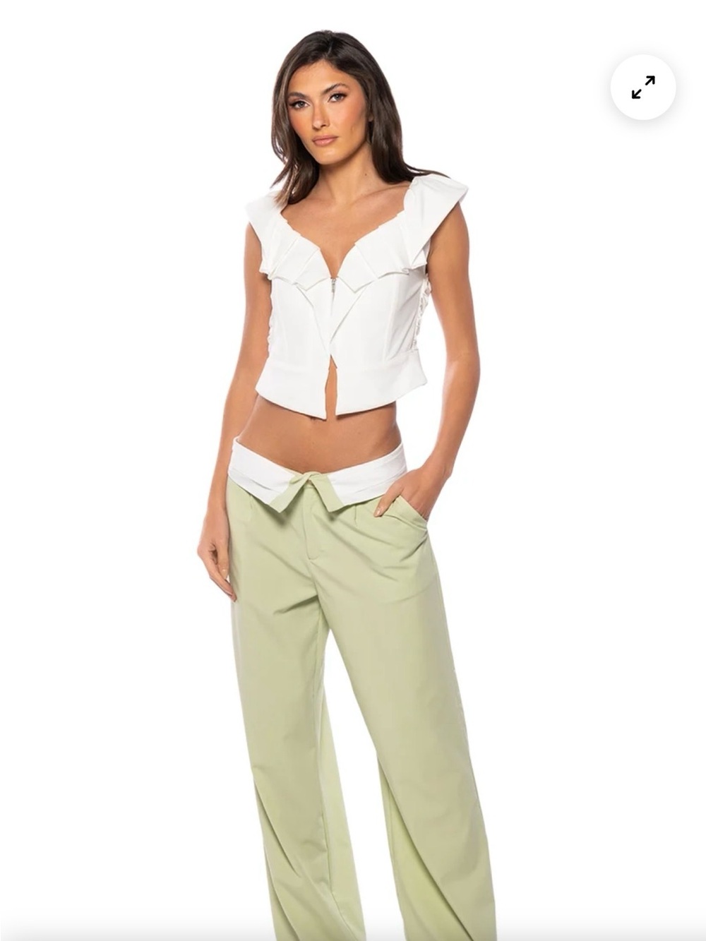 Akira Orchid ruffle corset top white